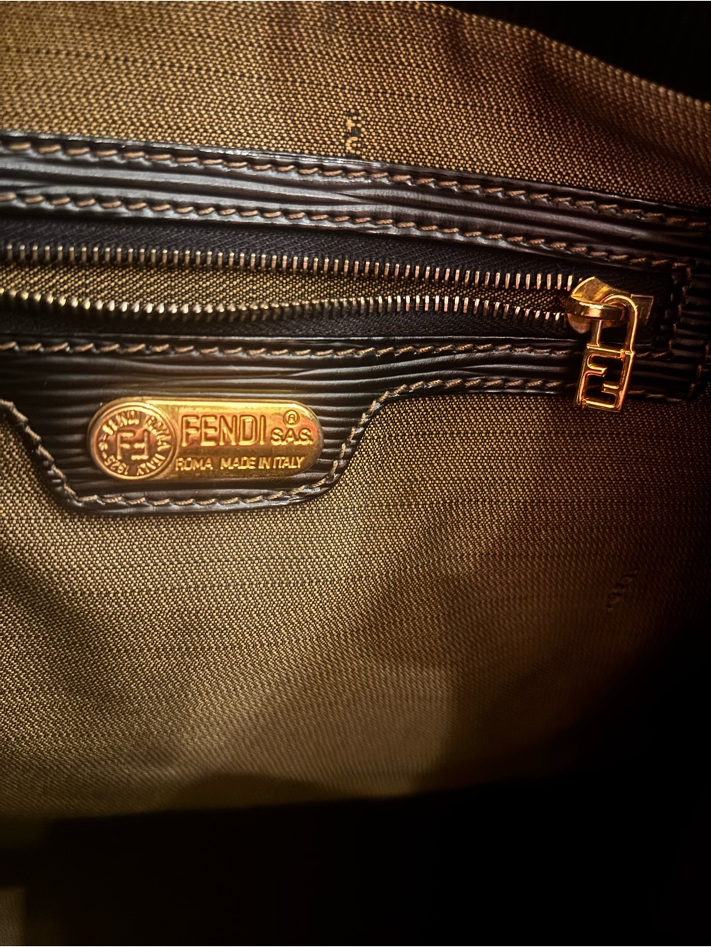 Fendi Striped Brown & Black Tote Bag - Picture 5 of 6